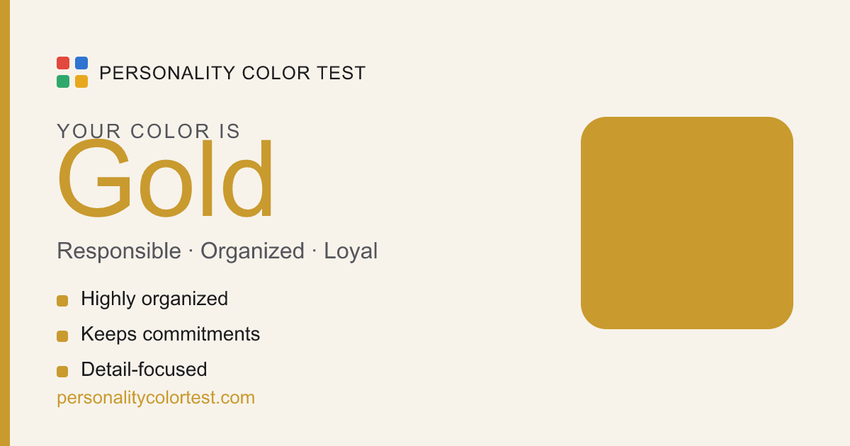 Gold personality color card