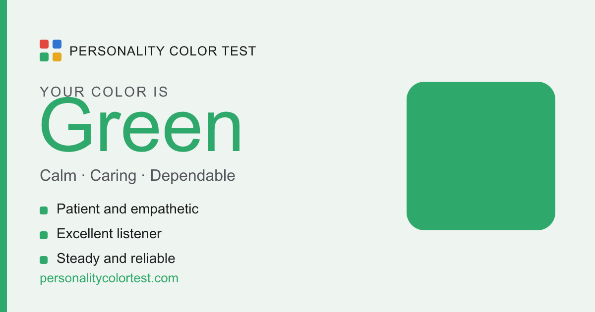 Green personality color card