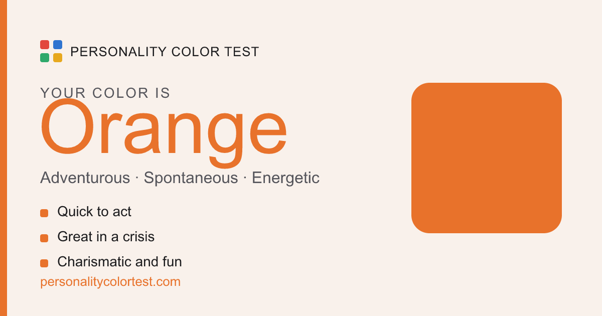 Orange personality color card